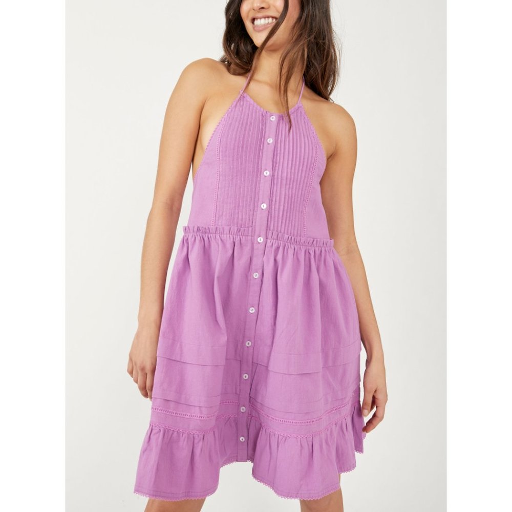 🎉LAST CHANCE🎉 NWT Free People Desert Days Mini Dress / Dramatic Orchid - Picture 2 of 7